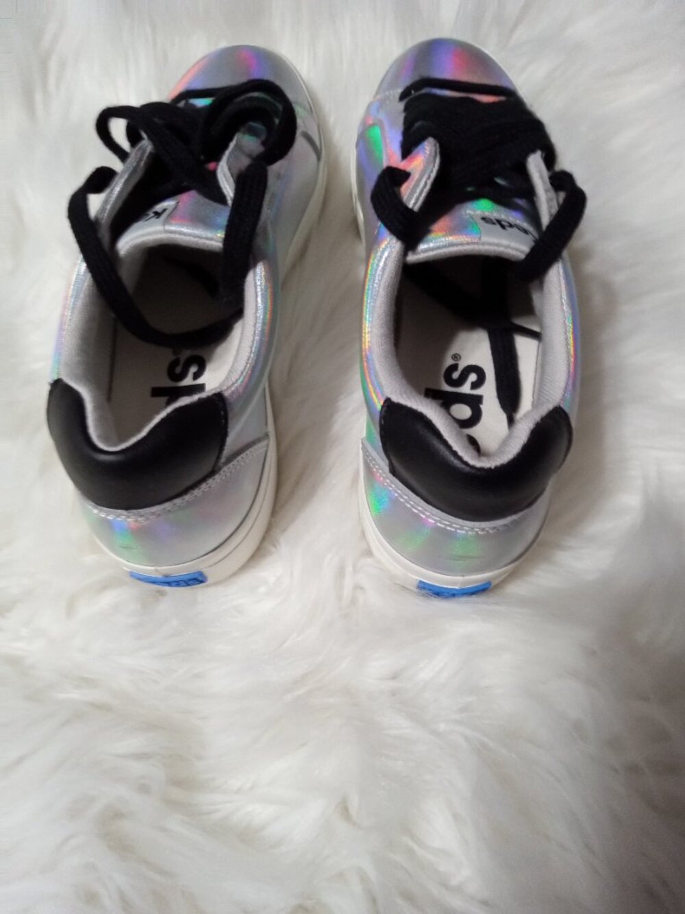 Keds Women's Iridescent Silver Lace Sneakers - Size 9 - Picture 2 of 5